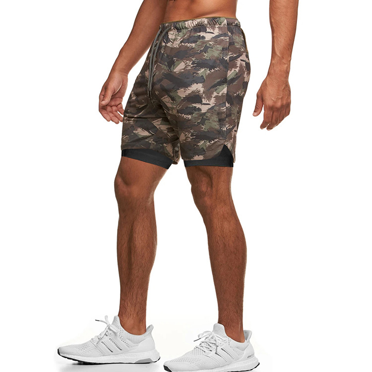 Custom Logo Double Layers Fitness Sportswear Mens Workout Compression Running Gym Shorts