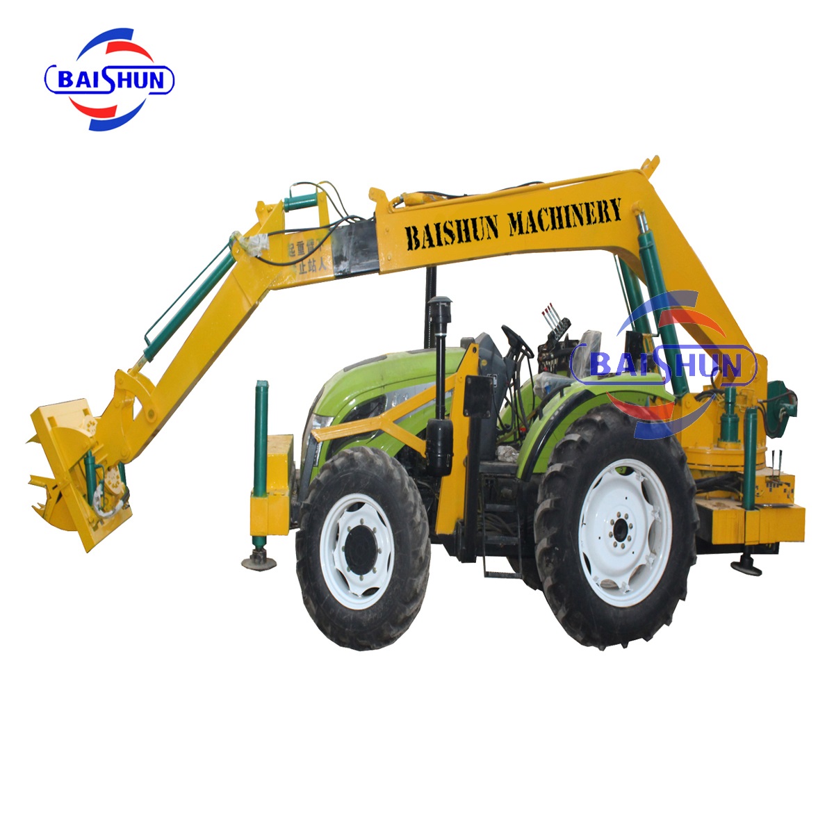 Wooden Pole Erecting By Solar Ground Drill Earth Auger Hole Digger Spiral Piling Machine