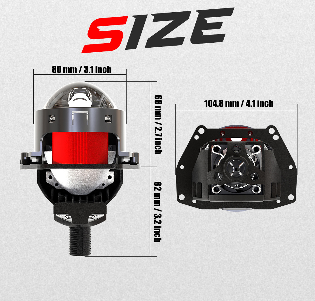 70W Bi LED Projector Lens With Direct Shot Turning Assistant Dual Reflector Bowl double Cores