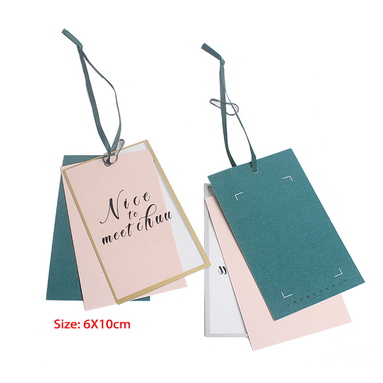 Gold Foil Border Custom Folded Hang Tags , Custom Price Tags For Clothing / Gifts