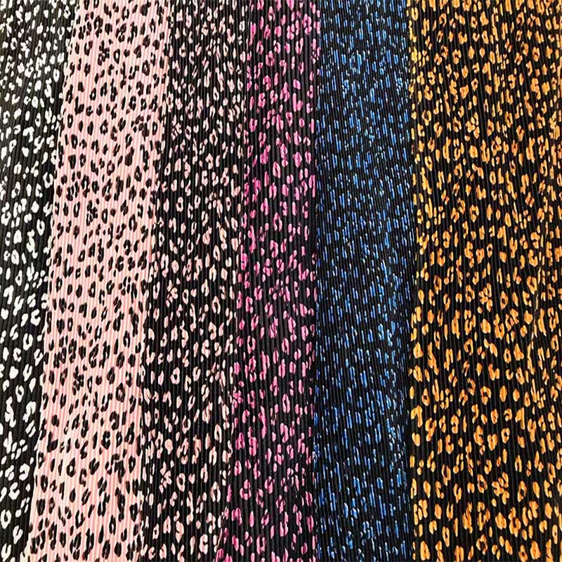 Leopard Pleated Printed Woven Fabrics 150cm