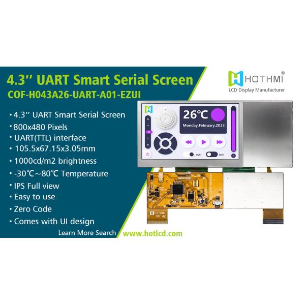 4.3 Inch Smart Serial 800x480 UART TFT Display Screen Sunlight Readable