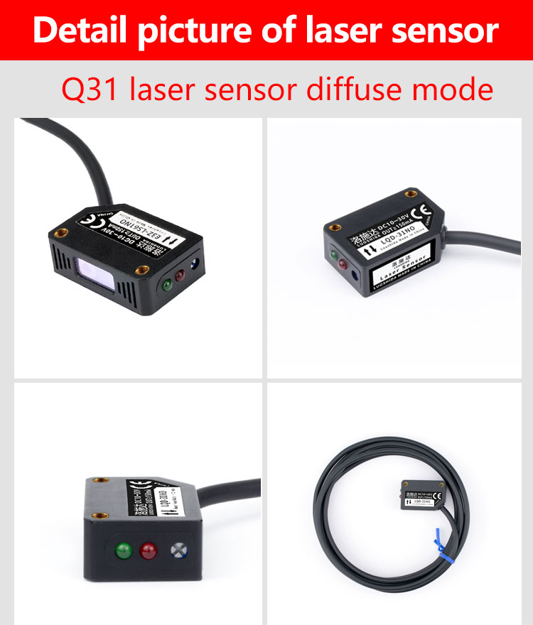 LUOSHIDA Square / Rectangle Laser Diffuse Sensor Q31 PBT Housing 10-30VDC