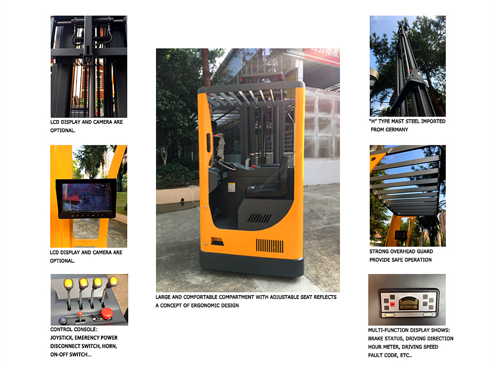 China factory 2 ton forklift reach truck narrow aisle seated electric reach truck