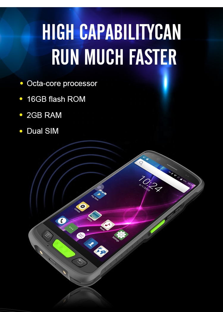 JZIOT V9000P GPS Android 9.0 Smartphone NFC RFID Handheld Data Terminal PDA Barcode Scanner