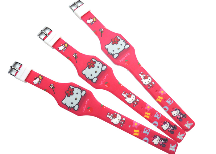 hello kitty cat animal Children's Electronic Silicone Watch LED Touch Cartoon Watch Promotion Custom Gift KT Cat Cartoon
