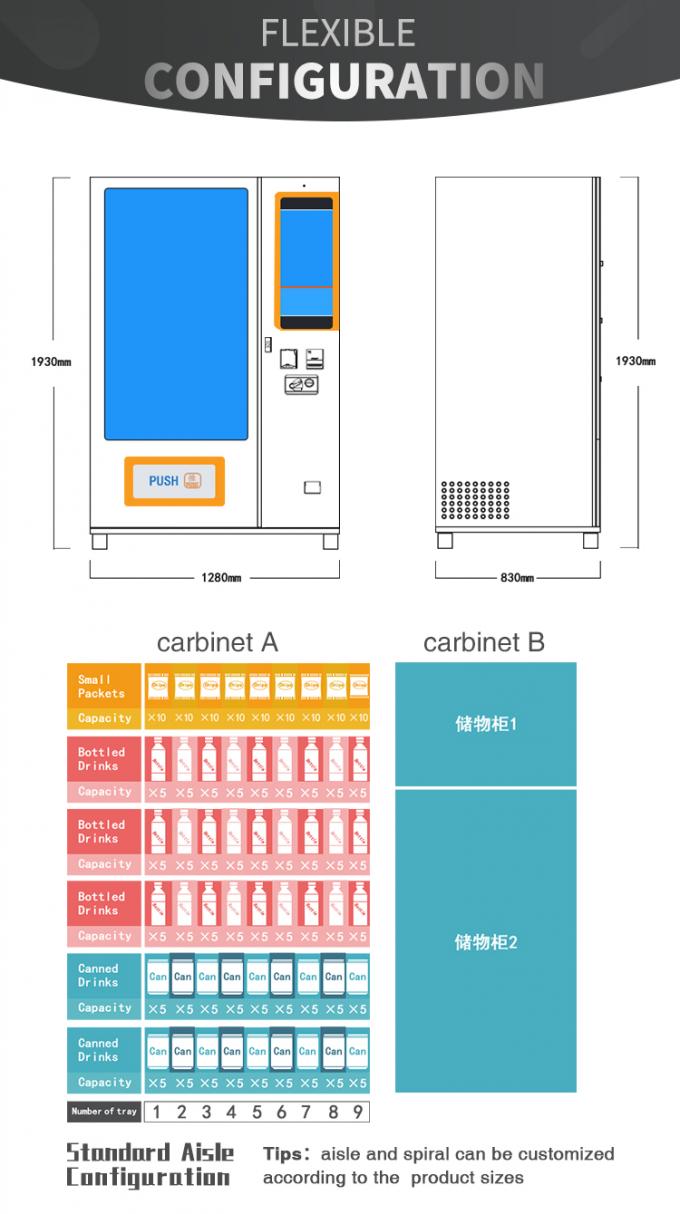 Wifi System Elevator Vending Machine With CE Certificate 337-662 Capacity