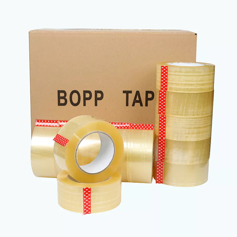 2inches X 100yards Clear And Brown Bopp Adhesive Strong Acrylic Packing Tape Roll With For Packing Shipping