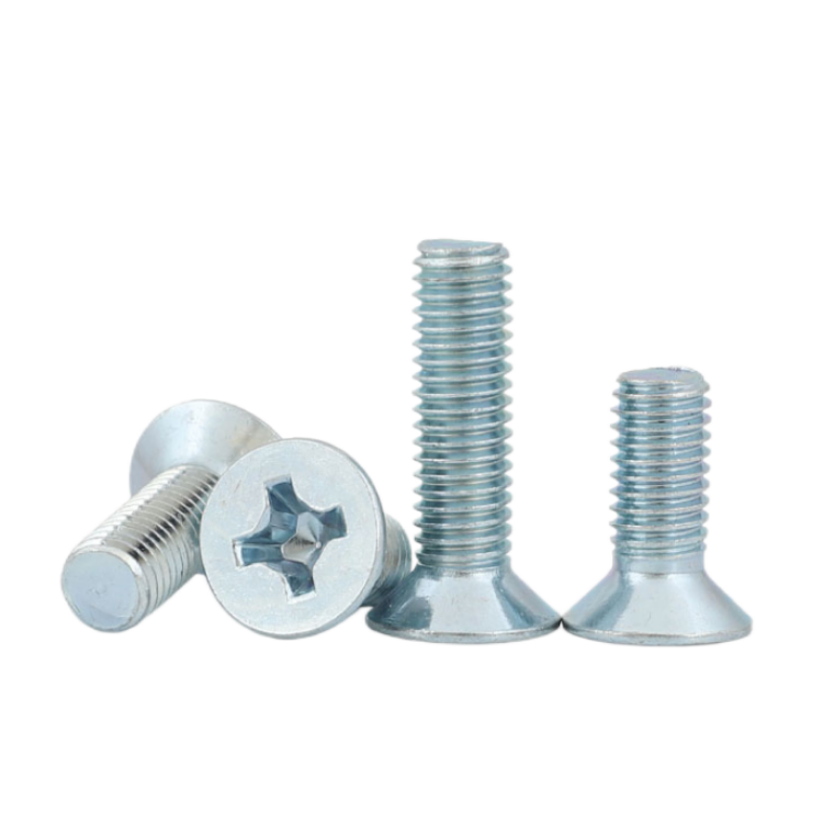 Stainless Steel Carbon Steel Screws with DIN Standard and Flat Head Cross Recessed