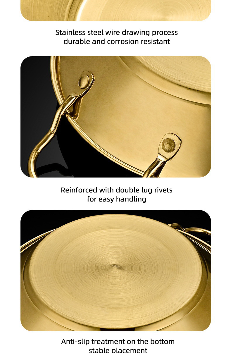 Amazon Hot Selling Cooking Kitchen Cookware Induction Frying Pan Stainless Steel Paella Pans Seafood Frying Pan