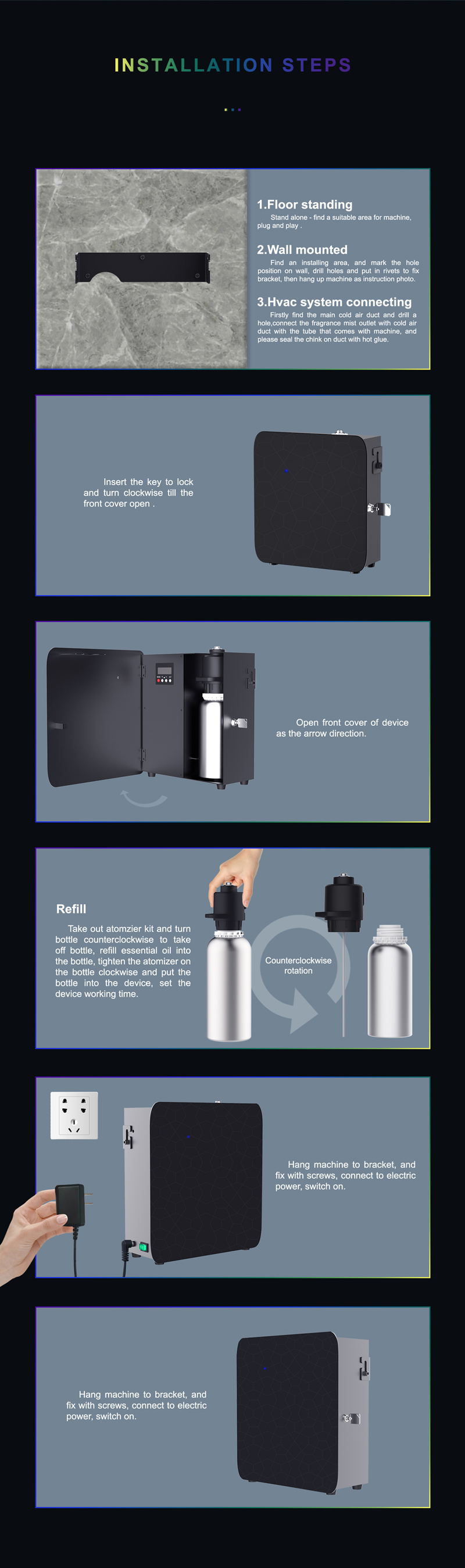 1000ml Electric Room Fragrance Diffusion System Air Purifier HVAC Essential Oil Aroma Diffuser Scent Machine for Hotel Lobby
