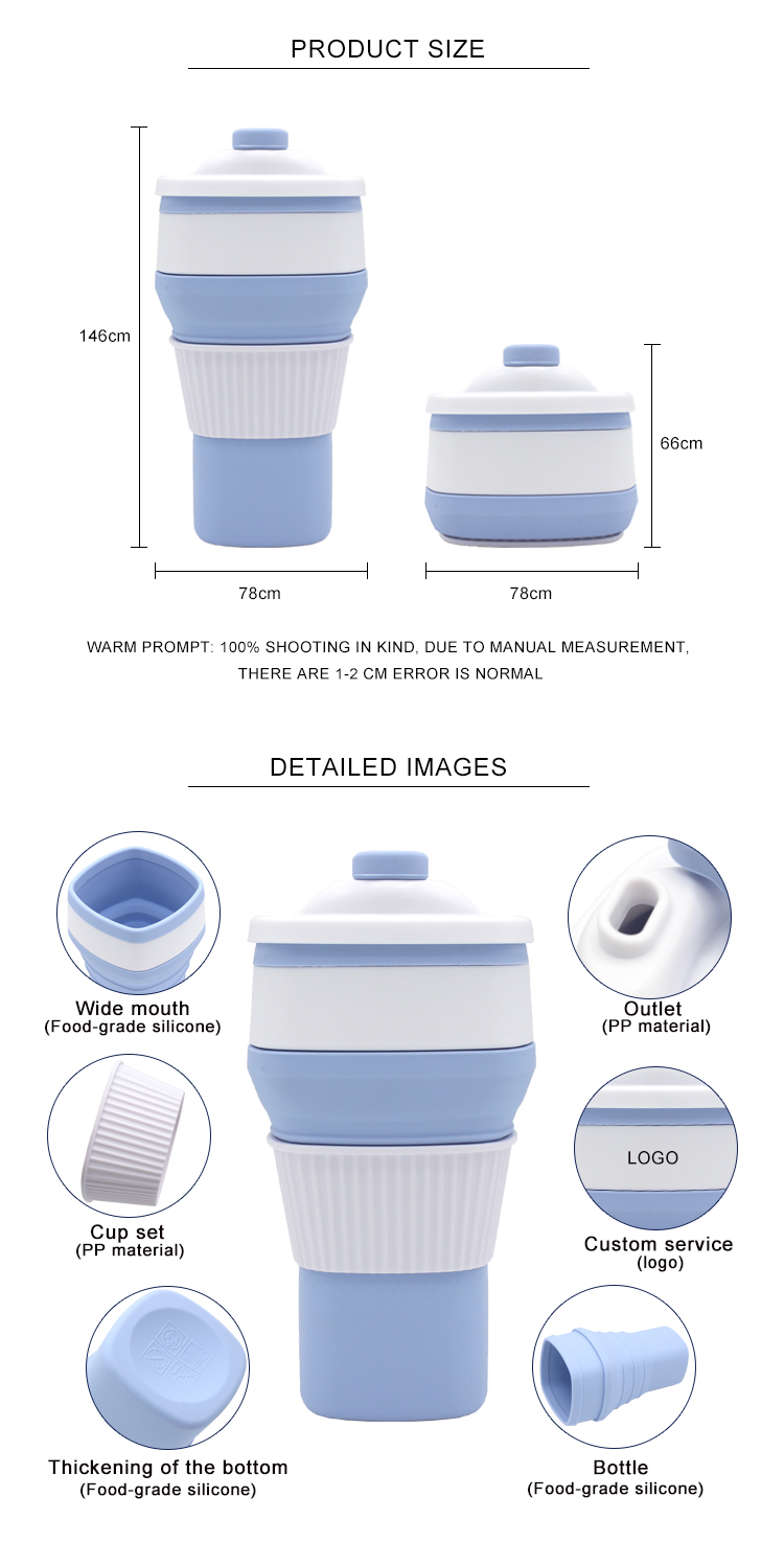 Sustainable 300ml BPA Free Silicone Coffee Cup Collapsible