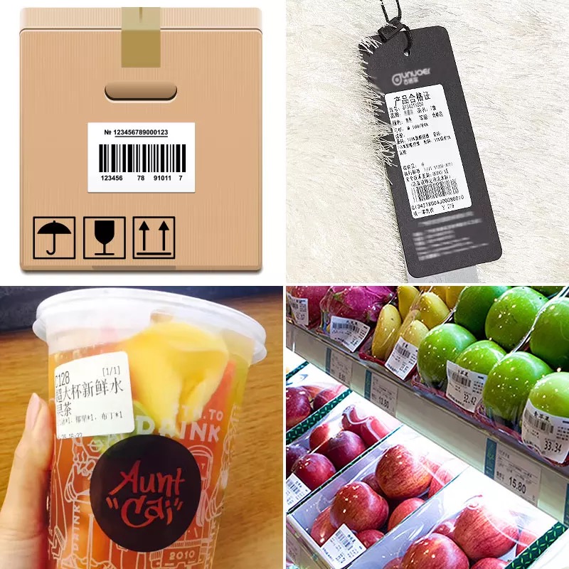Linerless 3 Layers Self Adhesive Printable Labels , Printed Self Adhesive Labels On A Roll
