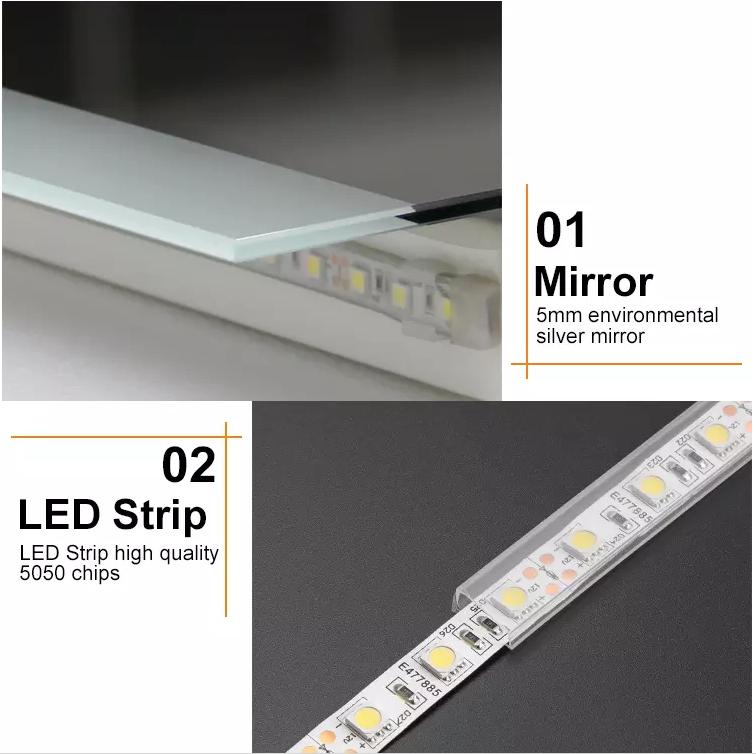 Clear Smart Adjusting Dimming and Color Temperature Round Decorative Wall Mounted Bathroom LED Mirror