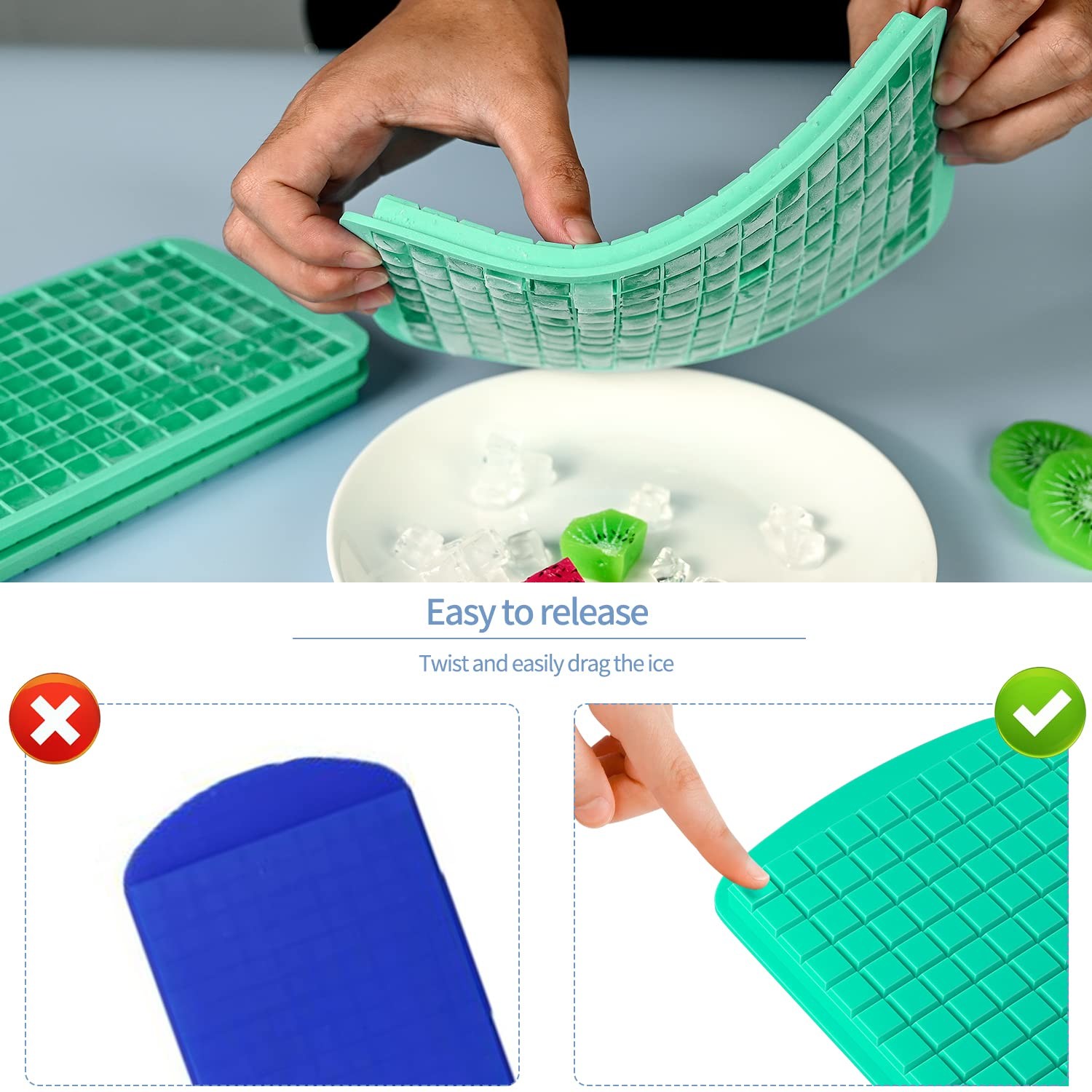 Food Grade Lce Cube Tray With Lid And Bin For Freezer BPA Free Silicone Ice Cube Trays Molds