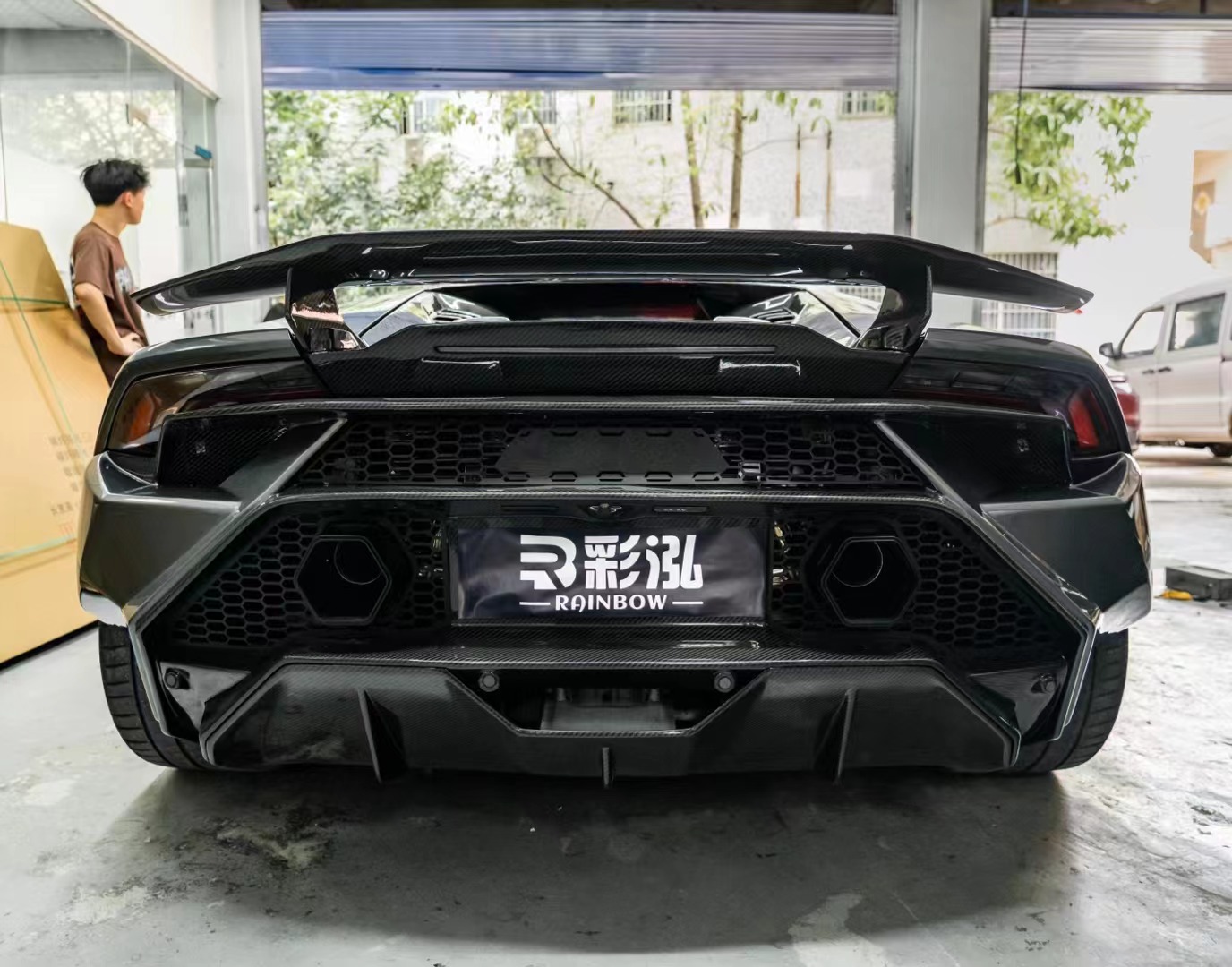 LP580 LP610 Lamborghini Huracan Evo Body Kit Tecnica Style Carbon Fiber Spoiler Wing