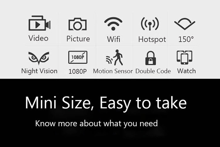 CMOS Sensor Wifi Mini Security Camera , Mini Wifi Hidden Spy Camera Wireless