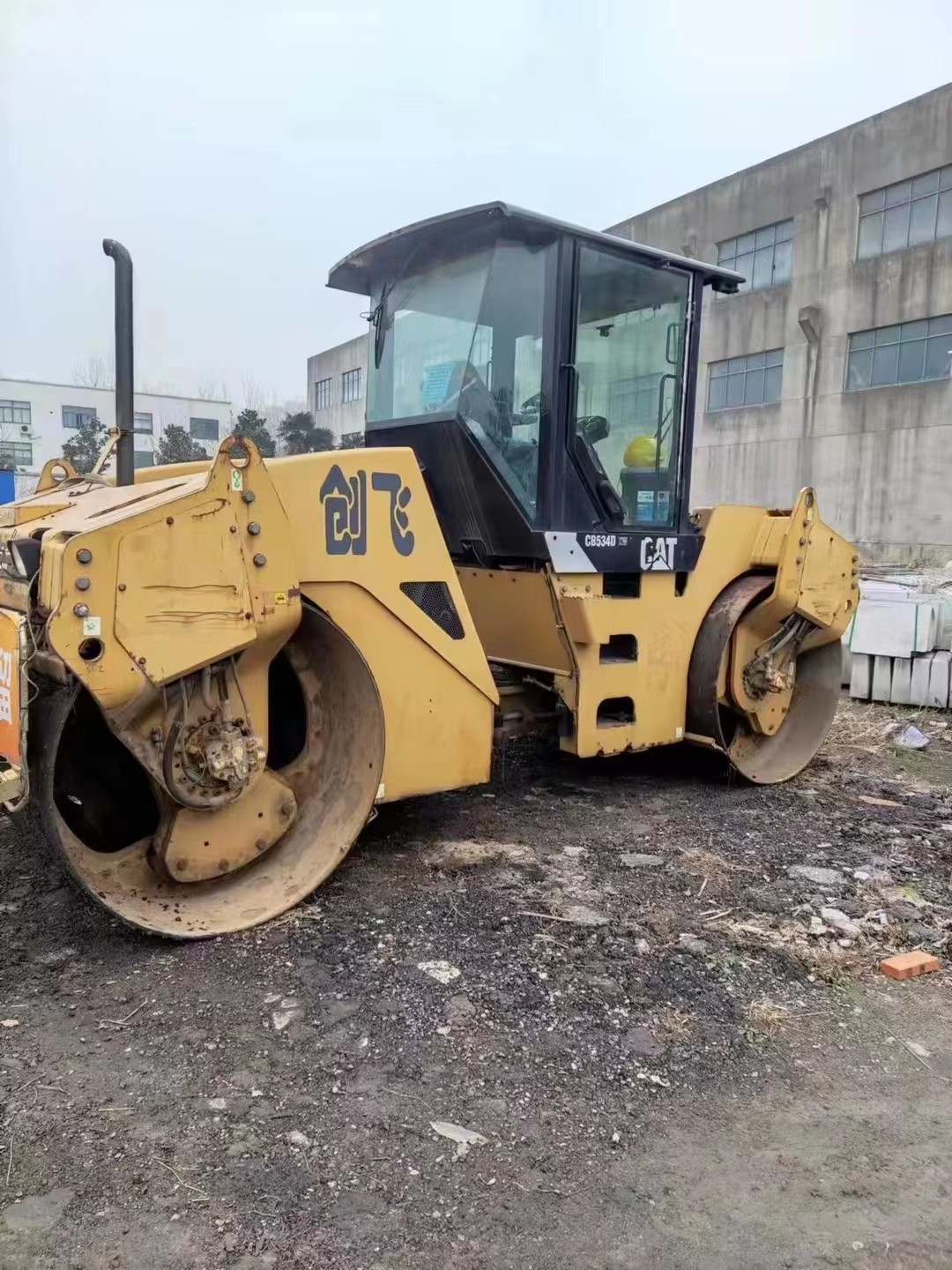 CB534D Tandem Double Drum Roller Compactor Caterpillar Used 12T