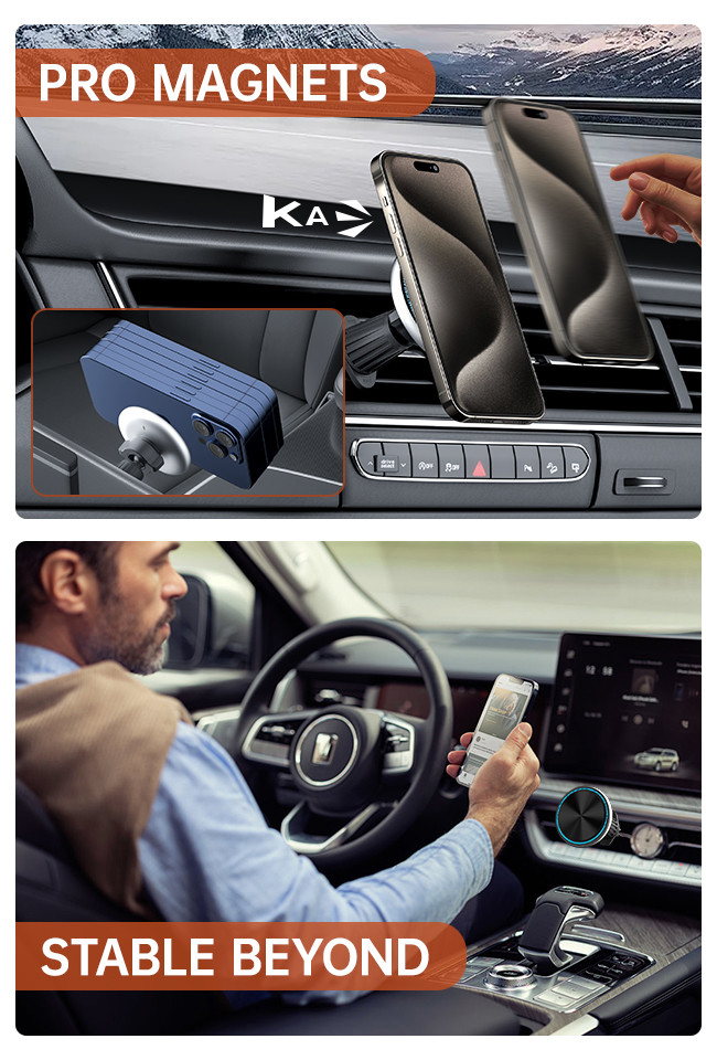 Stable Wireless Magsafe Car Charger Mount With Metal Material And One Handed Operation