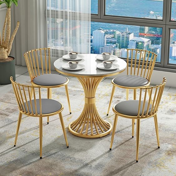 Fancy Cafe Shop Chairs High Level Modern Stainless Steel PU Leather Leisure Coffee Chair