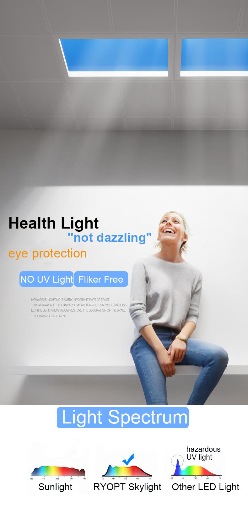 CCT Adjustable LED Fake Skylight Ceiling Smart Tuya For Bedroom