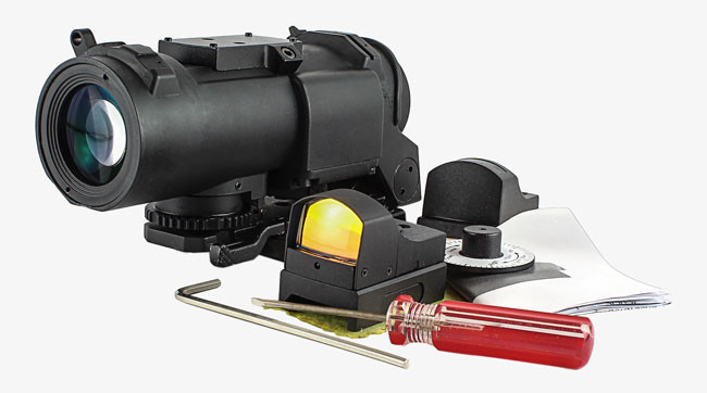 1 - 4 X 32F shockproof rifle Tactical Hunting Scope With Detachable Mini Red Dot Sight Weapons