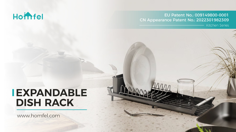 Non Folding Adjustable Metal Wire Kitchen Dish Rack For Sustainable Utensils Storage