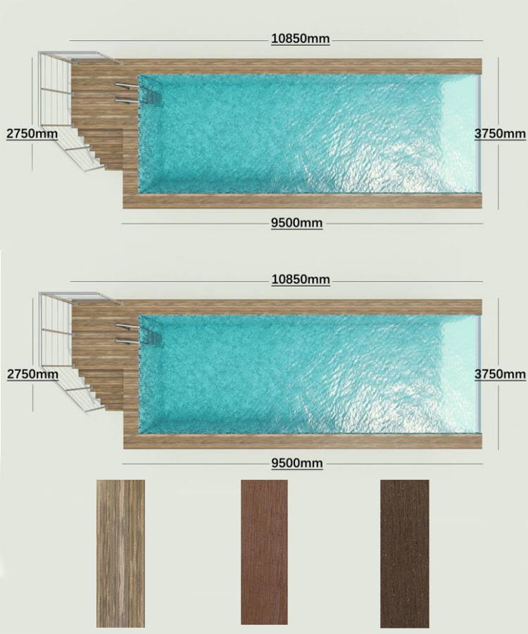 Swimming Shipping Above Ground Frp Pools with Clear Acrylic Window and Customizable Design