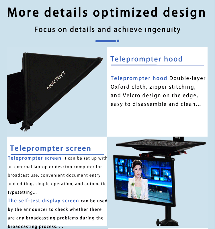 22 Inch Dual Screen Studio Teleprompter for Live Sports Indoor or Outdoor Application