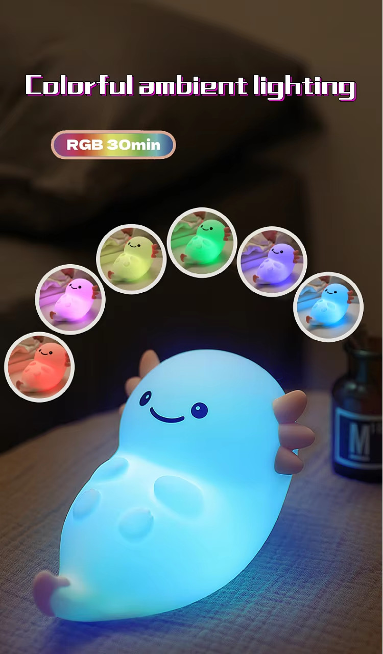 Modern Home USB Night Light Hexagonal Dinosaur Baby Fish LED With Touch Sensor Colorful Silicone Rechargeable Light
