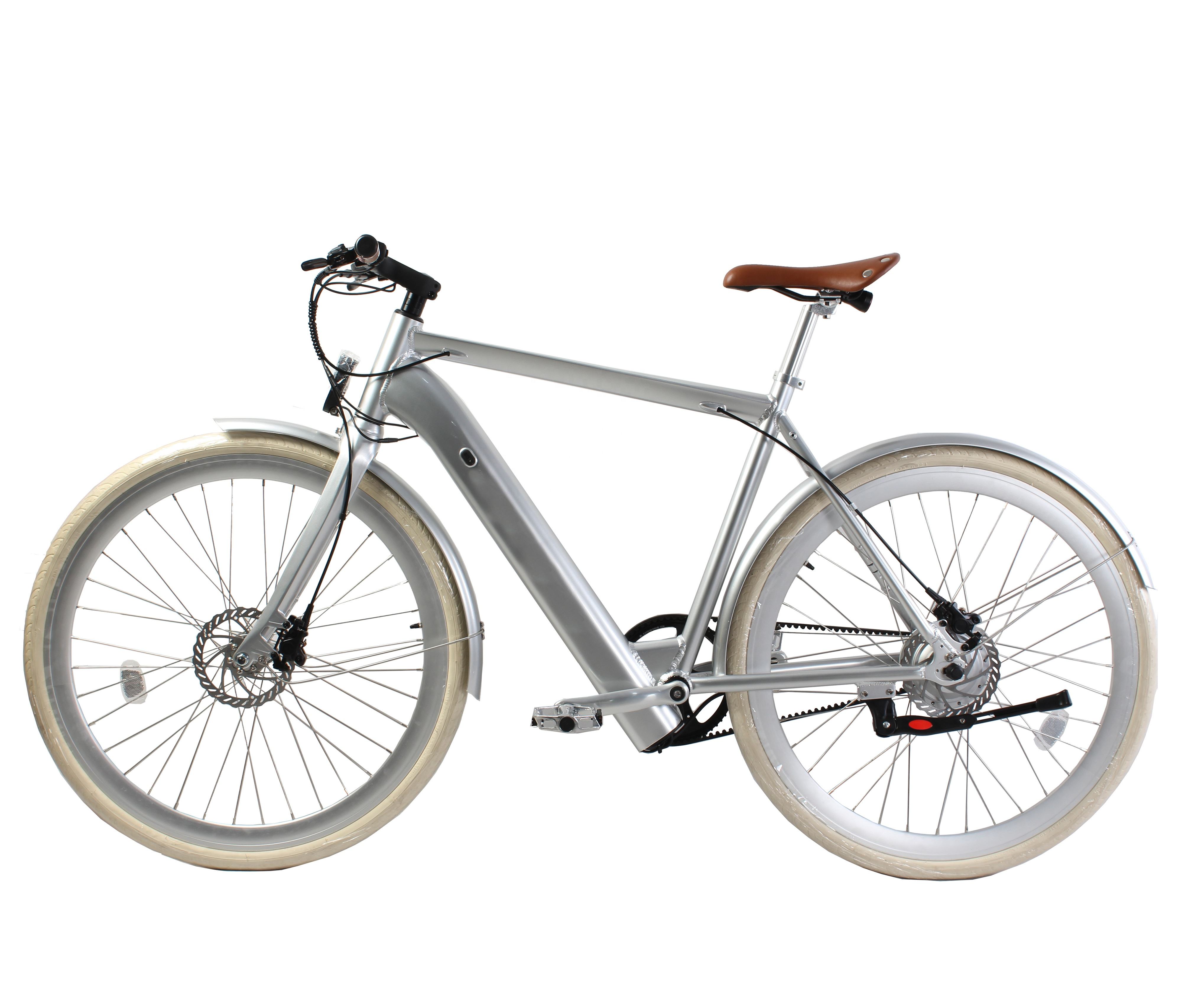 Aluminum Alloy Frame 700C Electric Road Bike With 36V 250W Belt Drive Lithium Battery