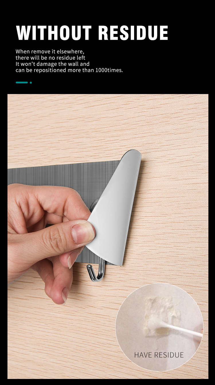 Self Adhesive Wall Mounted Hook Rail Rack For Clothes Coat Hangers