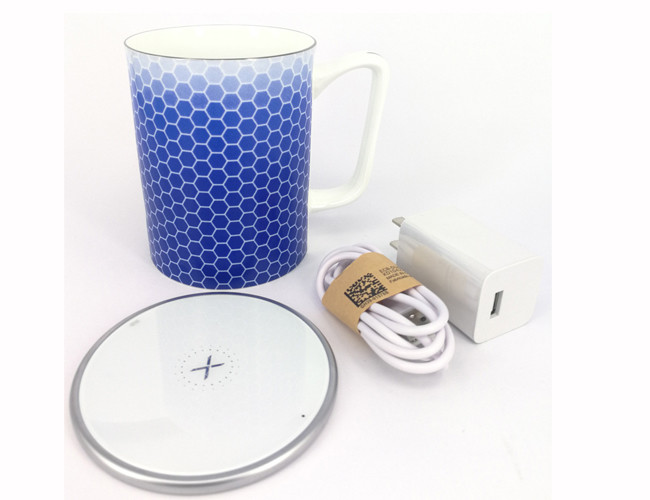 Food Grade Electric Coffee Cup Warmer , Usb Heated Coffee Cup 370ml Volume
