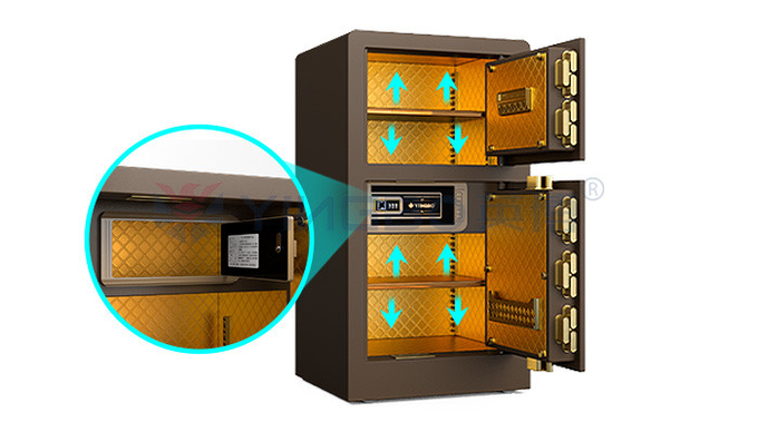 Double Door Custom Safe Box Fingerprint Lock H31.5in YB/RS-80D Coffee