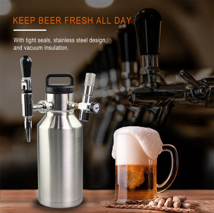 2L 64oz Vacuum Insulated Growlers Stainless Steel With Chug Cap