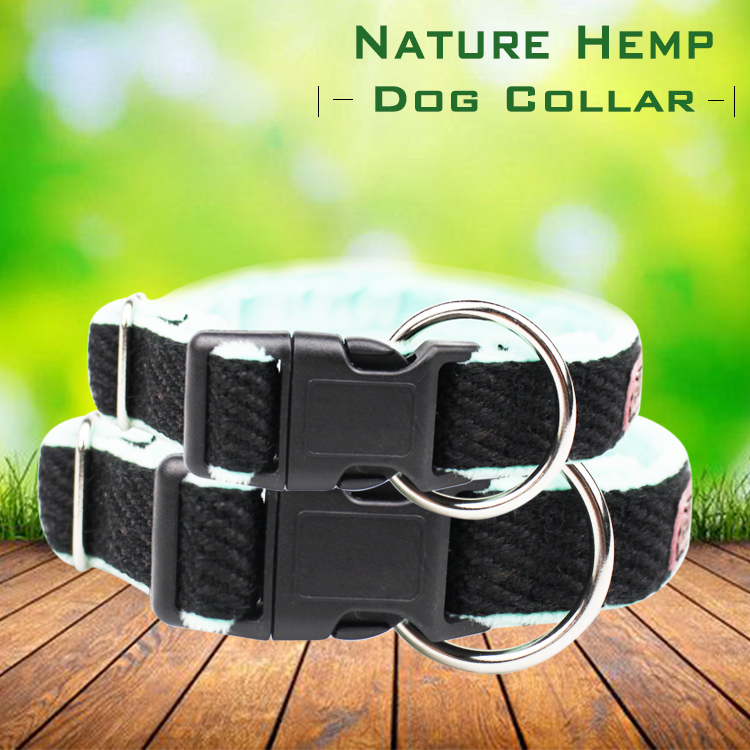 C510Y Wholesale Custom Logo Nature Hemp Webbing Pet Lead Hemp Dog Collar