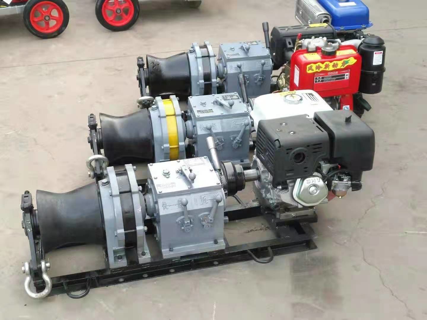 Fast Speed Wire Hoist Rope Pulling Winch 5 Tons Gasoline Petrol Engine Powered