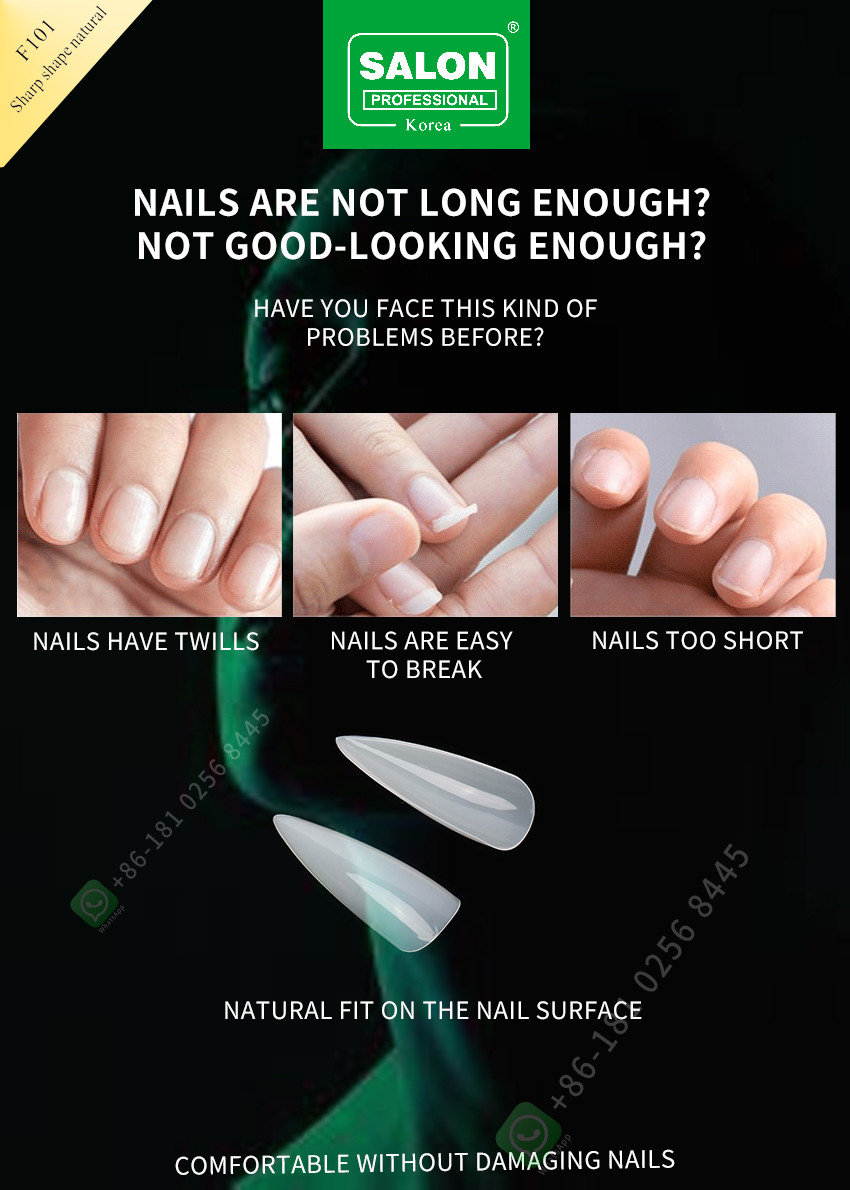 500pcs Sharp Shape Lady French Style Artificial False Nails Half Tips and Full Cover False Nail