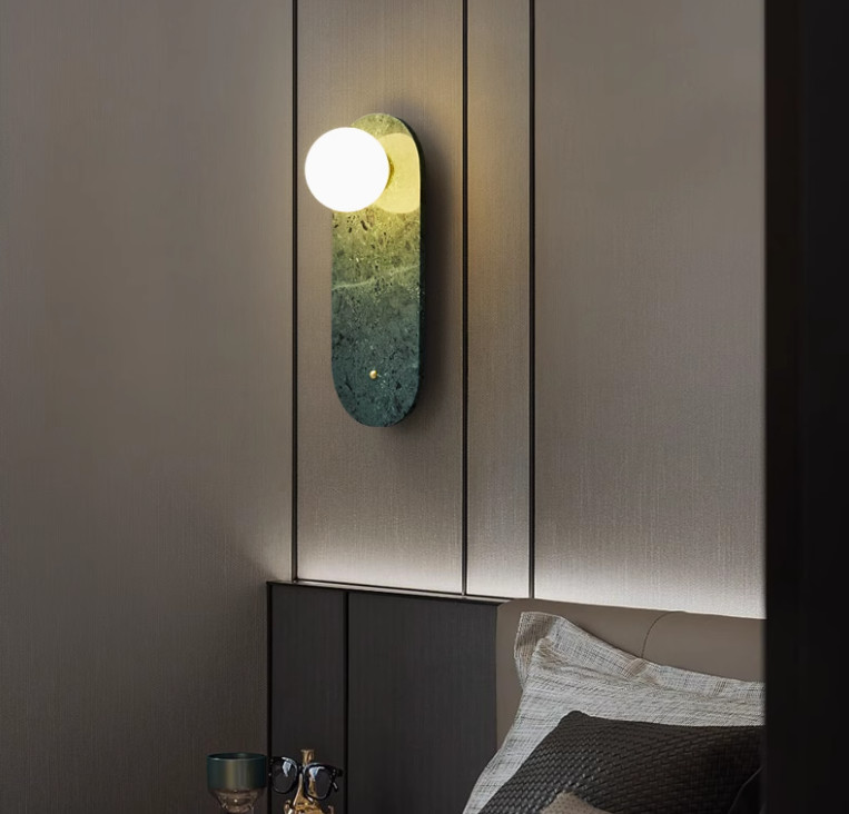 Hotel villa background wall decoration lamp B&B guest room natural marble entrance bedroom wall lamp
