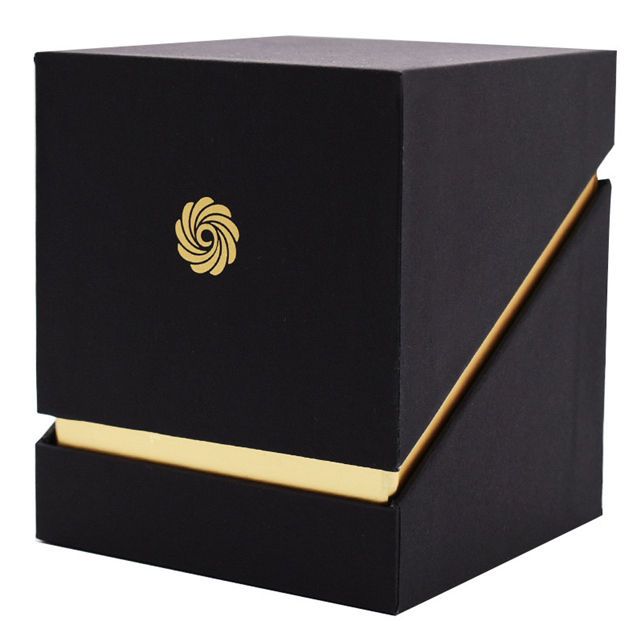 Embossing Rigid Black Candle Boxes Jars With Lid UV Coating OEM