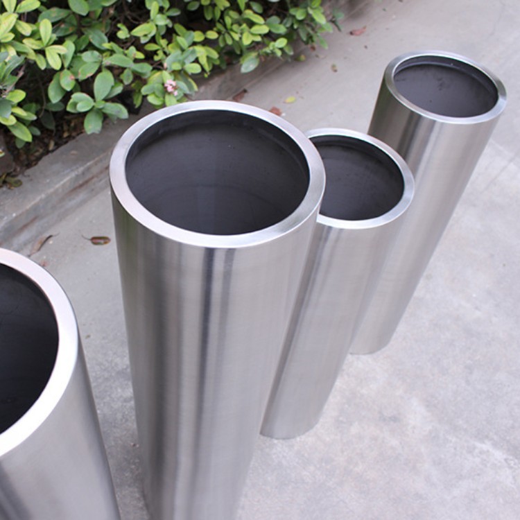 High barrel stainless steel artificial flower pot metal planter