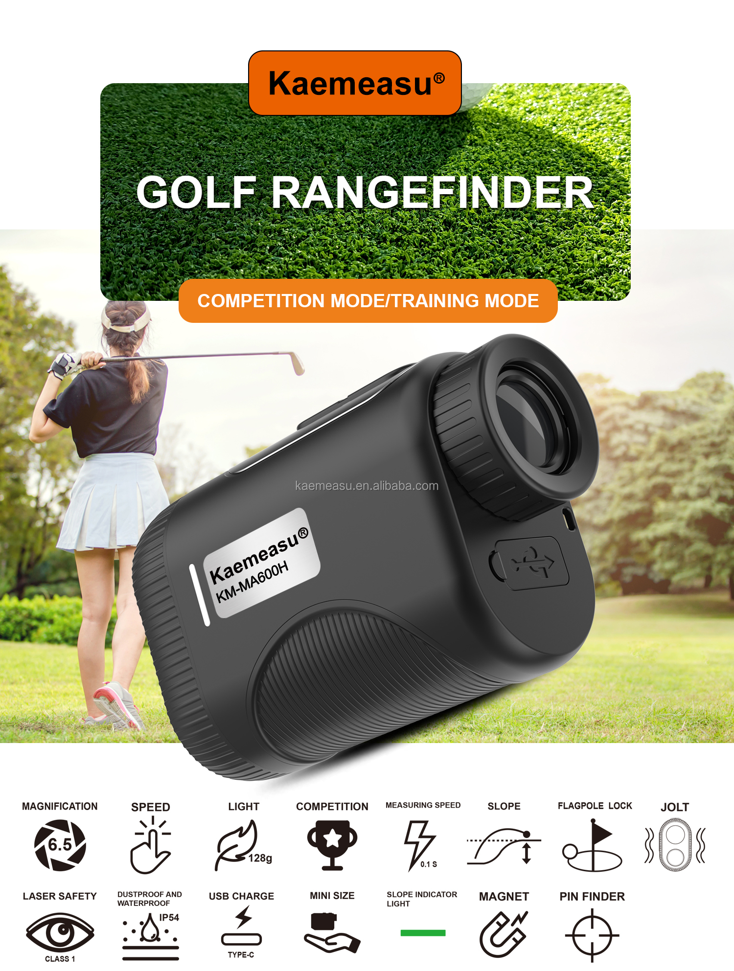 OEM Industrial Grade Golf Laser Rangefinder Binoculars Slope Scope and Laser Distance Meter Telescope with Golf Slope Features