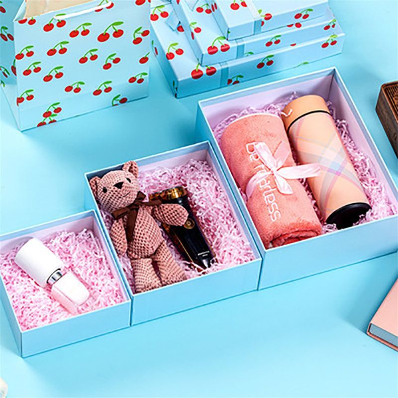 Ribbon Bow Tie Lid and Base Carton Box, Luxury Gift Paper Packaging Boxes