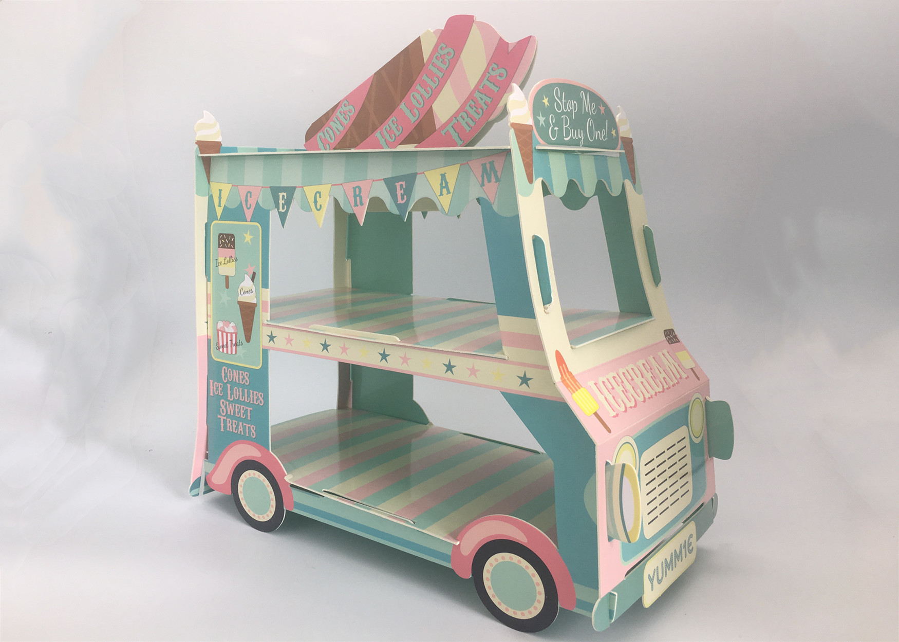Three Tiers Festival Party Decorations Blue Car Cake Holder For Birthday Party