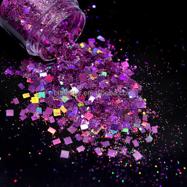 Indoor Ornament Chunky Glitter Powder PET Material Hexagon Shaped Nail Decoration Supplies for Christmas Hexagon Mixed
