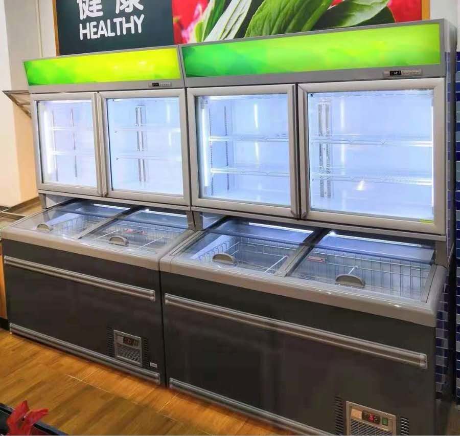 Painted Steel Combined Display Refrigerator Island Freezer With Big Capacity