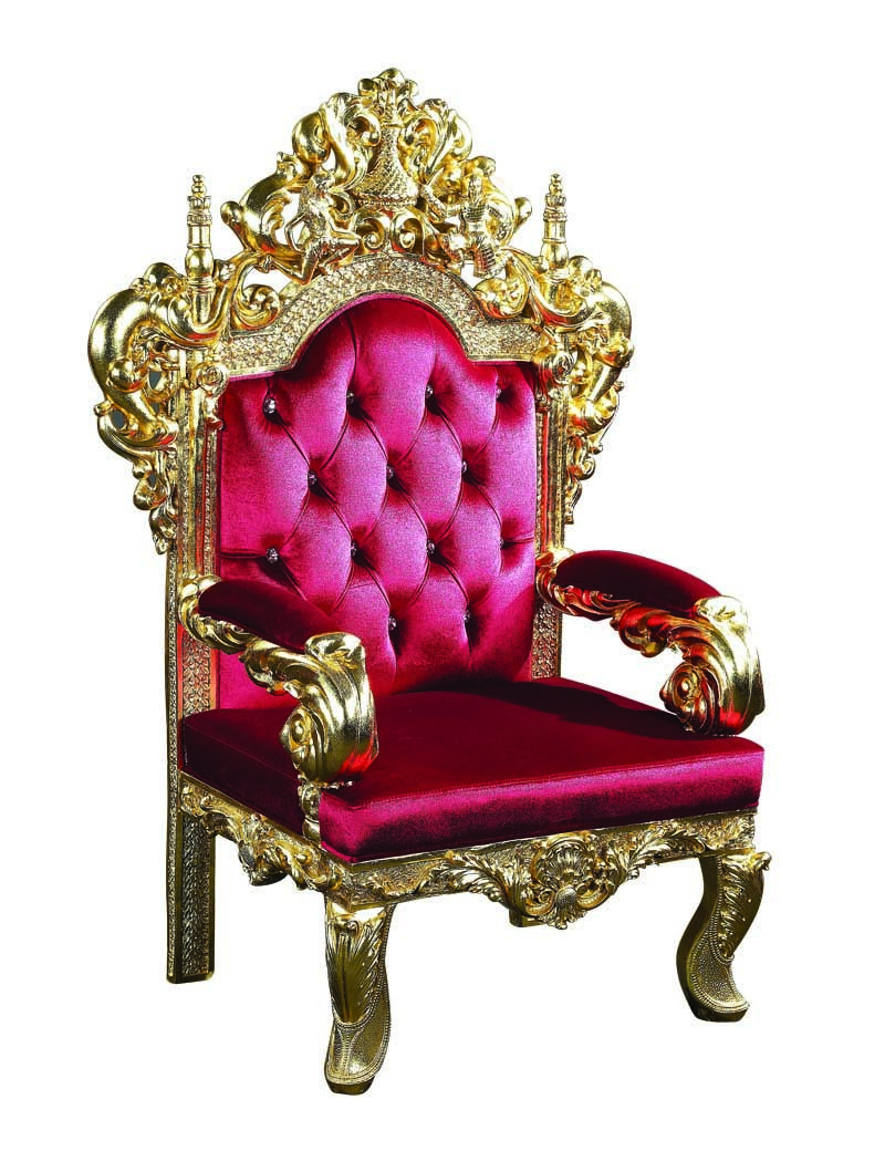 SGS Red Leather Antique Hotel Furniture Luxury Wedding High Back Throne Chair