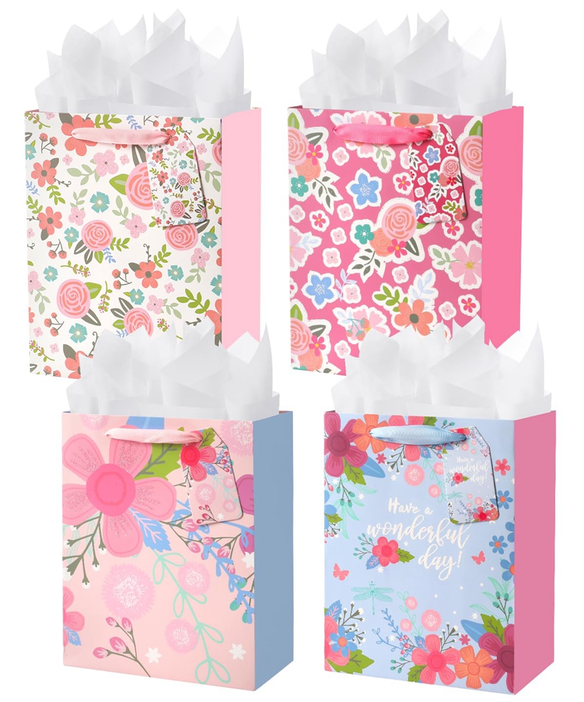 Custom Color Accepted Fashion Flower Printing Fancy Shopping Paper Bags For Presents
