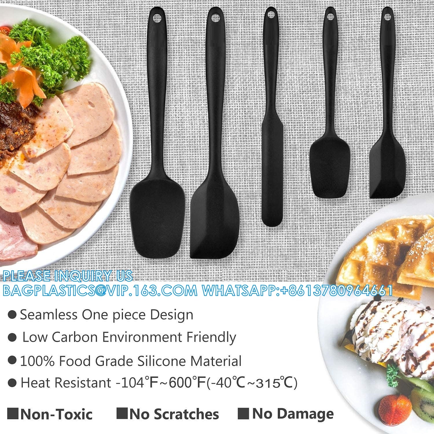 Silicone Rubber Spatula Set For Kitchen Baking, Cooking, And Mixing High Heat Resistant Non Stick Dishwasher Safe