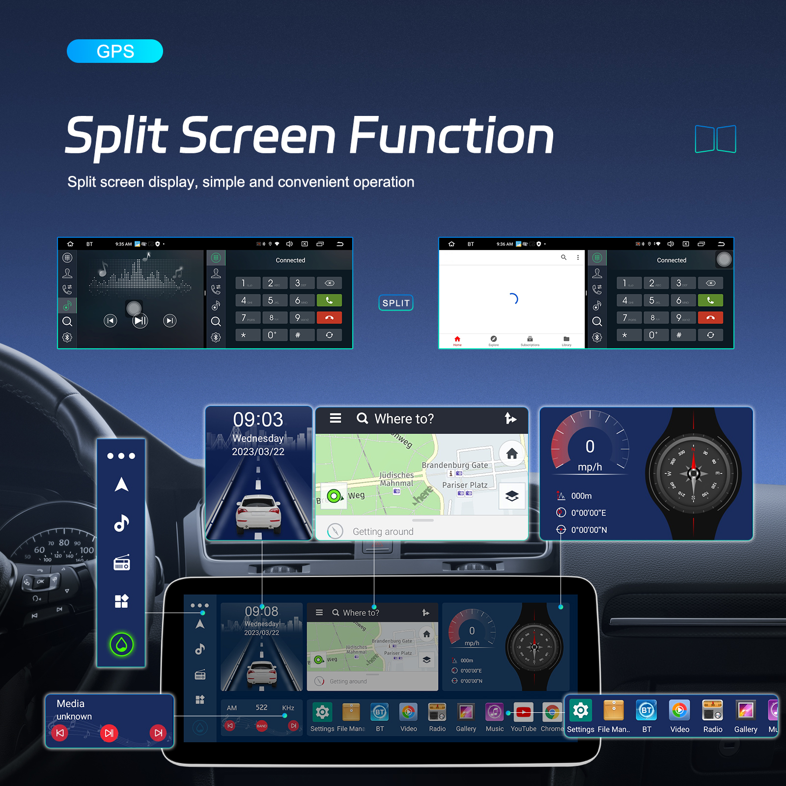 12.3 inch Dsp Carplay Radio w204 Android Screen Car Touch Screen Car Stereo Auto Gps Navigation System